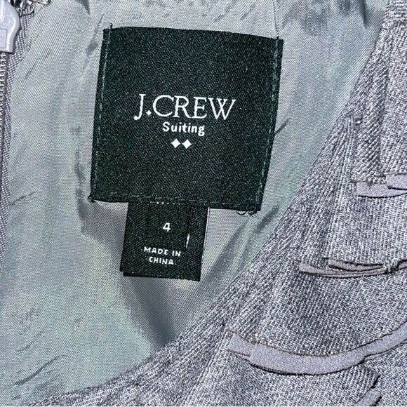 J Crew Womens Size 4 Suiting Leigh Ruffle Neck Gray Sheath Wool Blend Work Dress - Picture 4 of 4